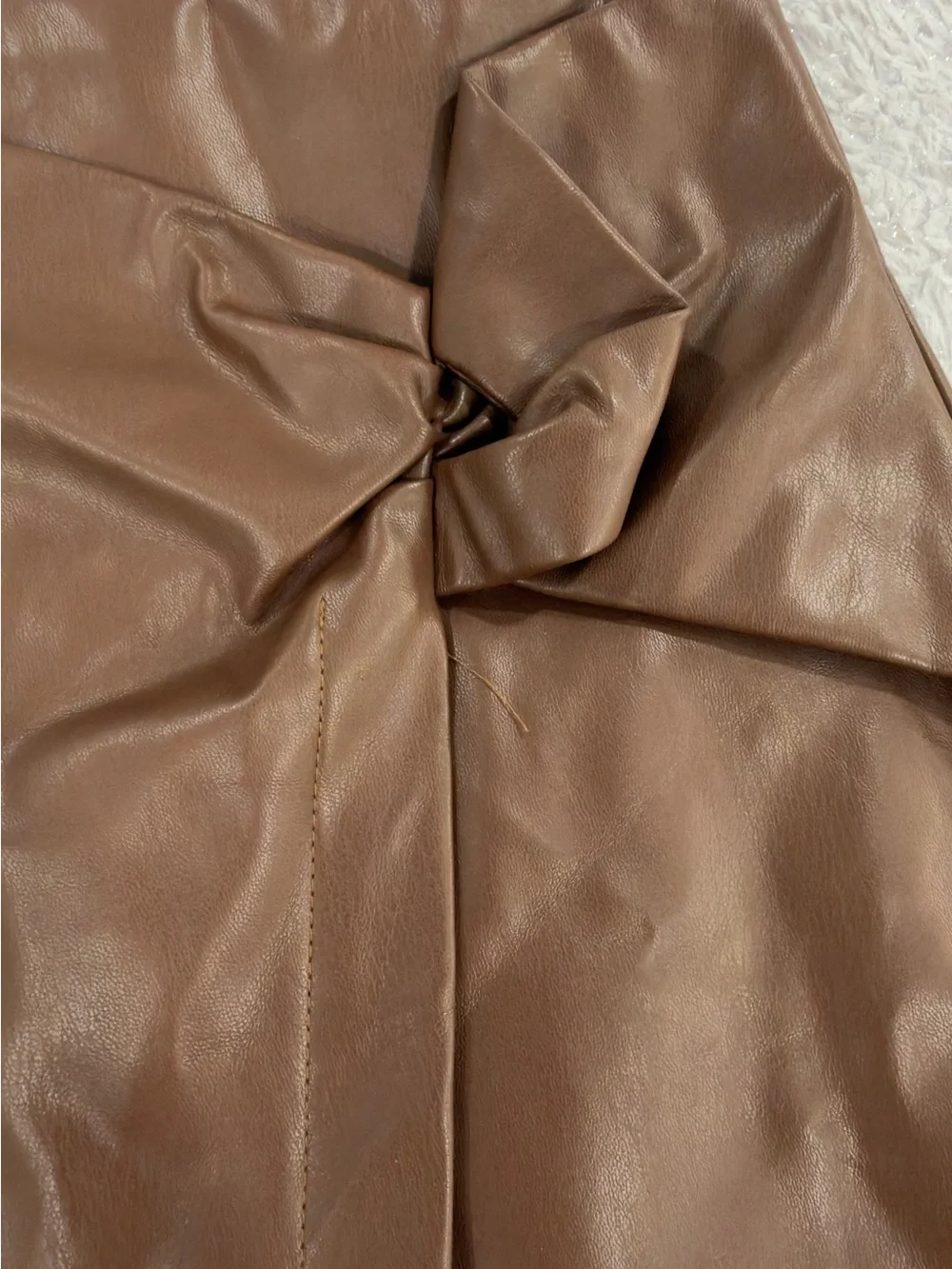 Princess Polly Brown Faux Leather Wrap Mini Skirt with Side Knot - Picture 5 of 12